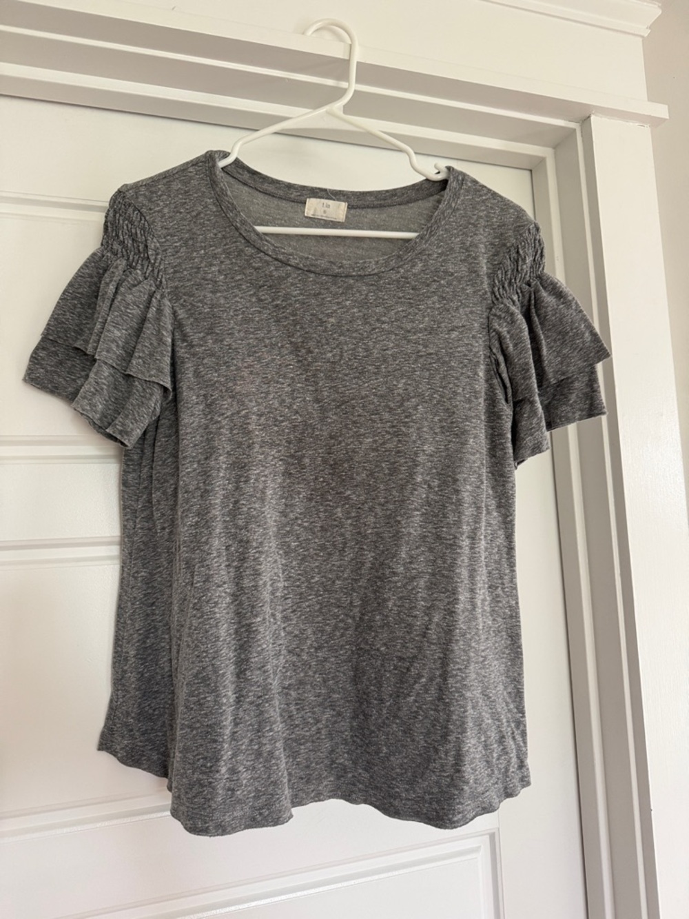 T.La Gray Ruffle Sleeve Short Sleeve Tee